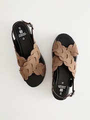 Mink Brown Forever Comfort® Leather Cross-Over Flatform Sandals - Image 7 of 7