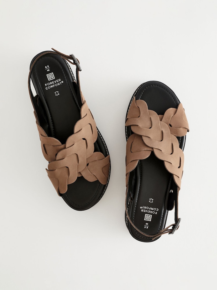 Mink Brown Forever Comfort® Leather Cross-Over Flatform Sandals - Image 7 of 7