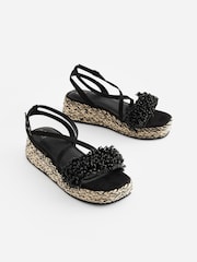 Black Forever Comfort® Espadrille Flatform Sandals - Image 2 of 7