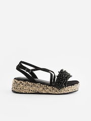 Black Forever Comfort® Espadrille Flatform Sandals - Image 3 of 7