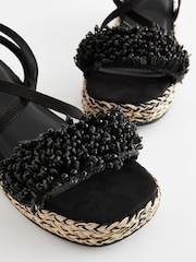 Black Forever Comfort® Espadrille Flatform Sandals - Image 4 of 7