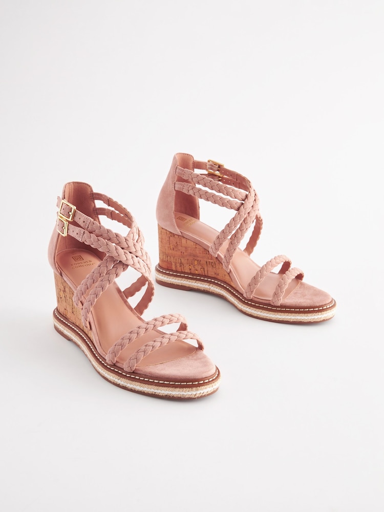 Neutrale Farbe - Forever Comfort® Geflochtene Kork-Keilschuhe​​​​​​​ - Bild 1 von 5