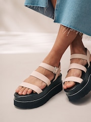 Pink Forever Comfort® Leather Chunky Flatform Sandals - Image 2 of 7
