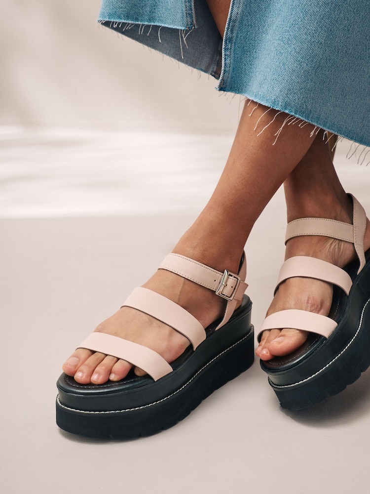 Pink Forever Comfort® Leather Chunky Flatform Sandals - Image 2 of 7