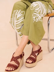 Tan Brown Forever Comfort® Eyelet Detail Wedges - Image 1 of 8