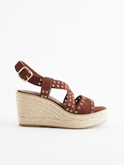 Tan Brown Forever Comfort® Eyelet Detail Wedges - Image 4 of 8