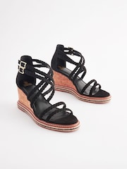 Schwarz - Forever Comfort® Geflochtene Kork-Keilschuhe​​​​​​​ - Bild 1 von 8