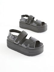 Schwarz - Sandalen mit dicker Keilsohle - Bild 1 von 6