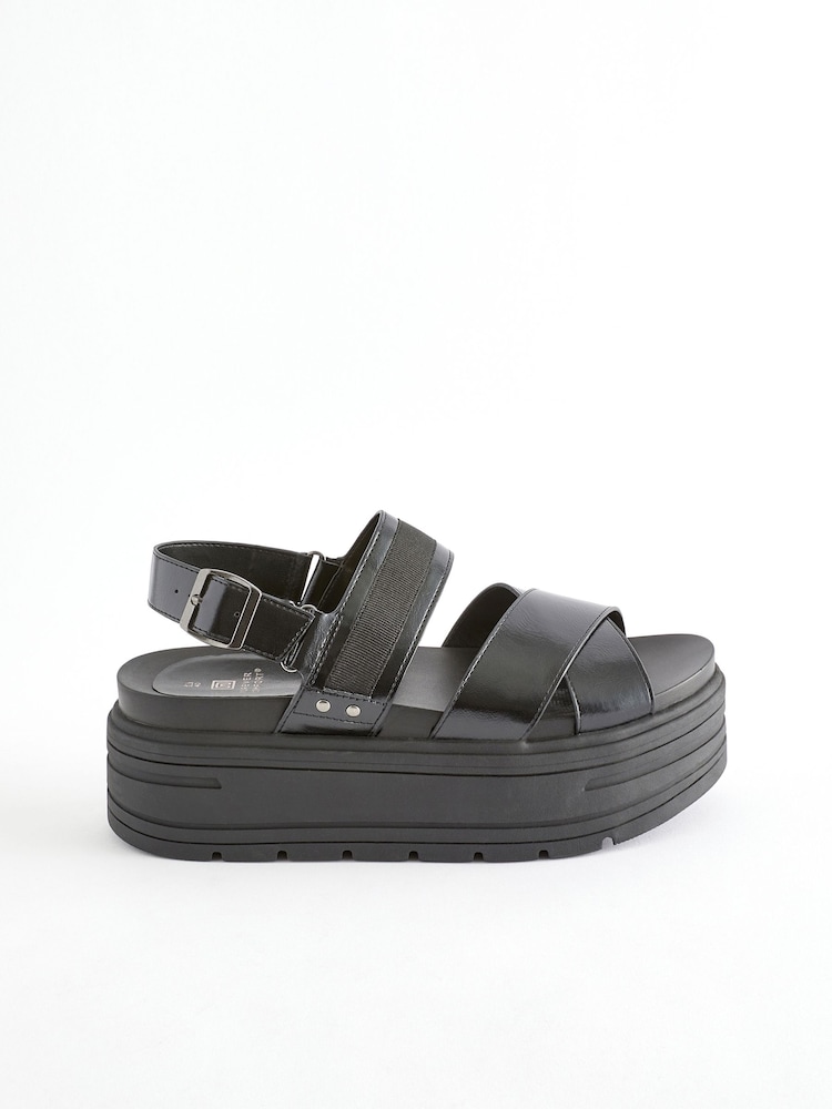Schwarz - Sandalen mit dicker Keilsohle - Bild 2 von 6