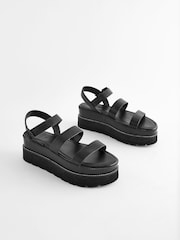 Black Forever Comfort® Leather Chunky Flatform Sandals - Image 3 of 8