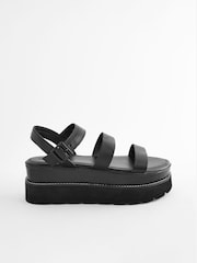 Black Forever Comfort® Leather Chunky Flatform Sandals - Image 4 of 8