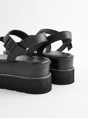 Black Forever Comfort® Leather Chunky Flatform Sandals - Image 5 of 8