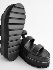 Black Forever Comfort® Leather Chunky Flatform Sandals - Image 6 of 8