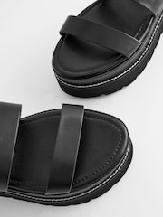 Black Forever Comfort® Leather Chunky Flatform Sandals - Image 7 of 8