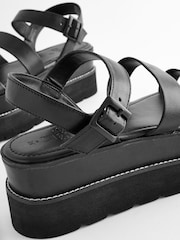 Black Forever Comfort® Leather Chunky Flatform Sandals - Image 8 of 8