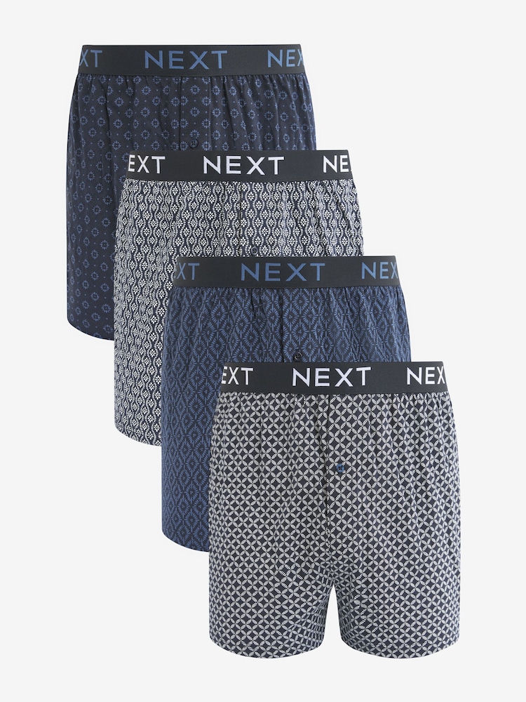 Blue/White Pattern 4 pack Boxers - Image 1 of 7