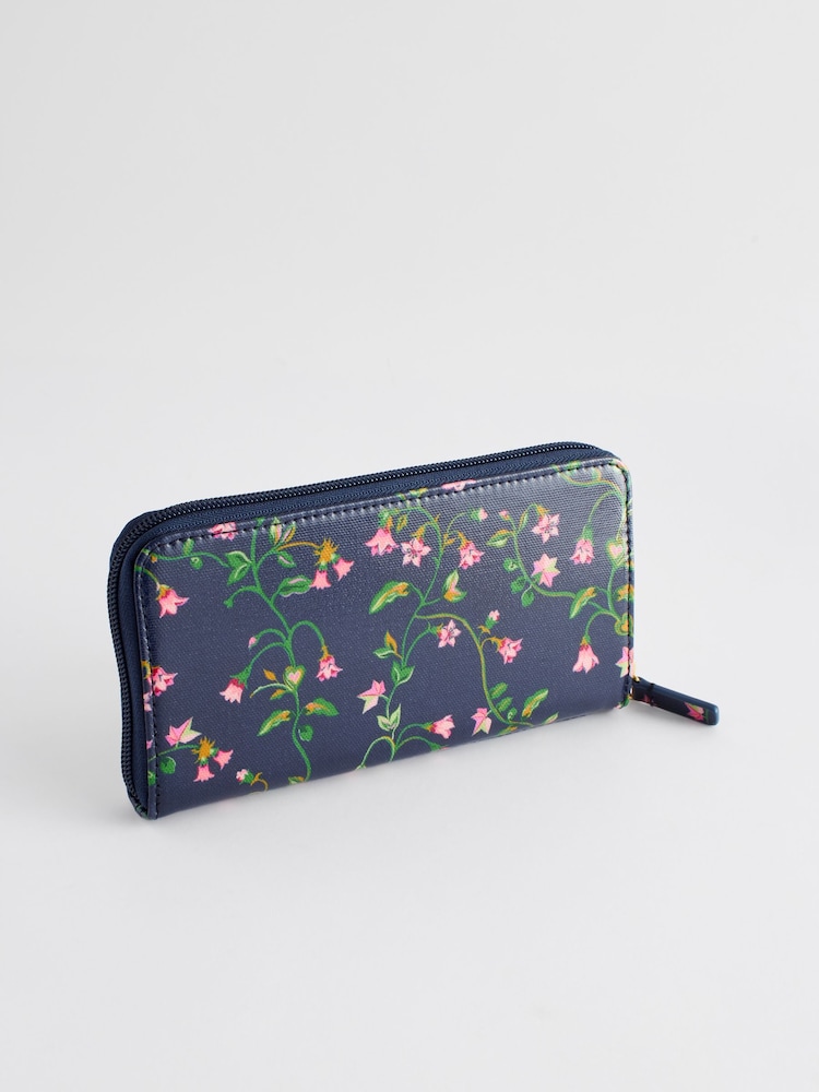 Cath Kidston Navy Floral Bunches Continental Zip Card and Coin Wallet - Image 2 of 4