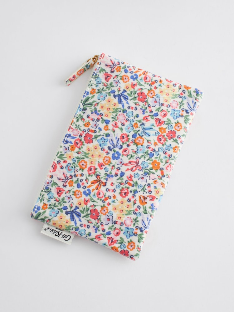 Cath Kidston Blue/Yellow Ditsy Floral Zipped Flat 100% Cotton Purse - Image 1 of 5