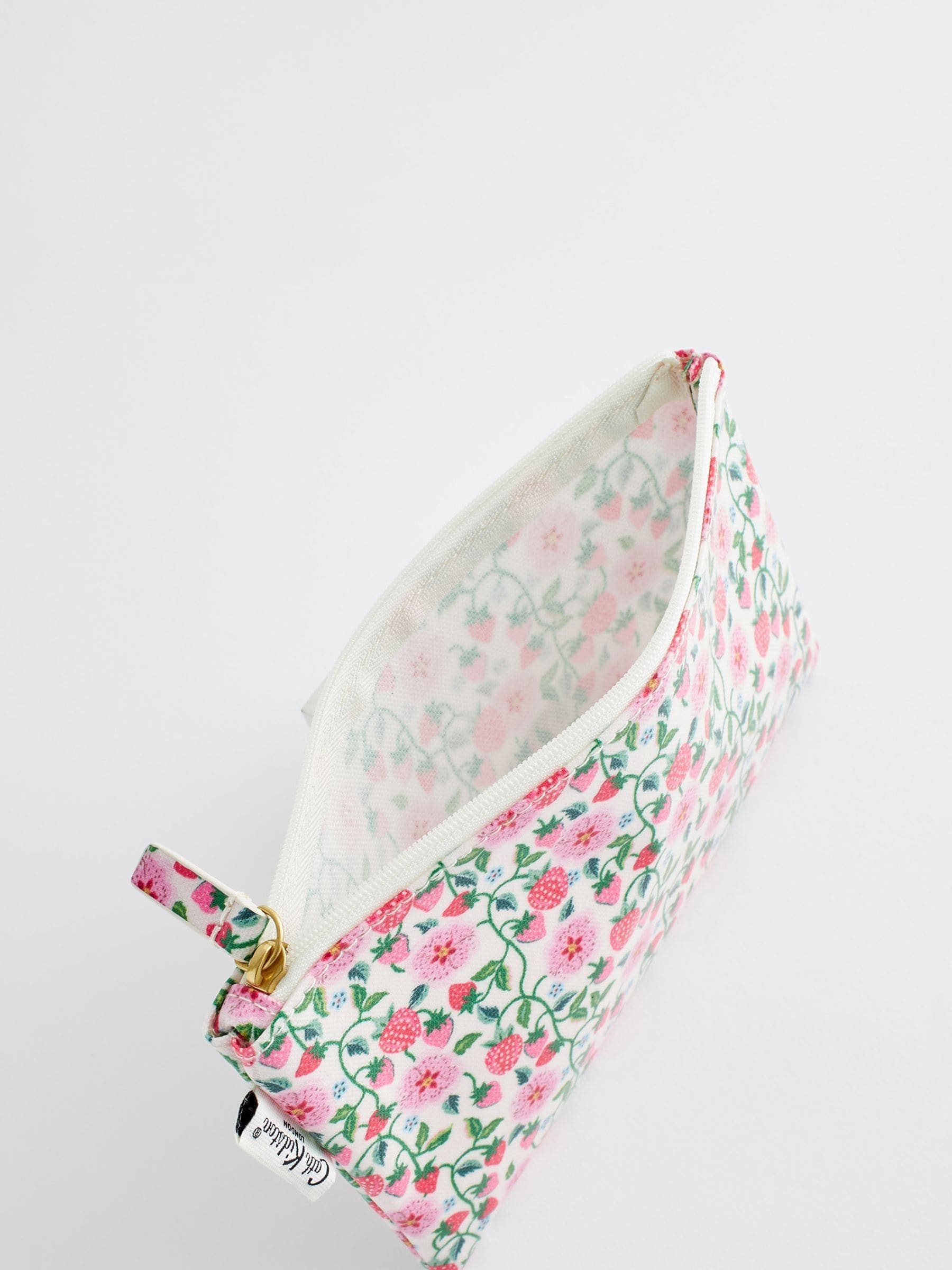 Buy Cath Kidston Ecru Pink Floral Zipped Flat 100 Cotton Purse from Next USA