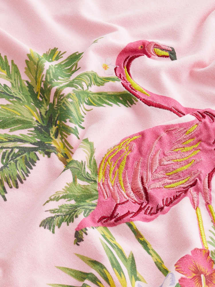 Bath & Body Works Pink Flamingo Cotton Blend Oversized T-Shirt and Towelling Short Pyjama Set - Image 10 of 10