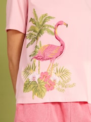 Bath & Body Works Pink Flamingo Cotton Blend Oversized T-Shirt and Towelling Short Pyjama Set - Image 6 of 10