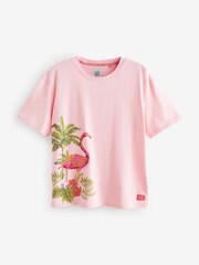 Bath & Body Works Pink Flamingo Cotton Blend Oversized T-Shirt and Towelling Short Pyjama Set - Image 8 of 10