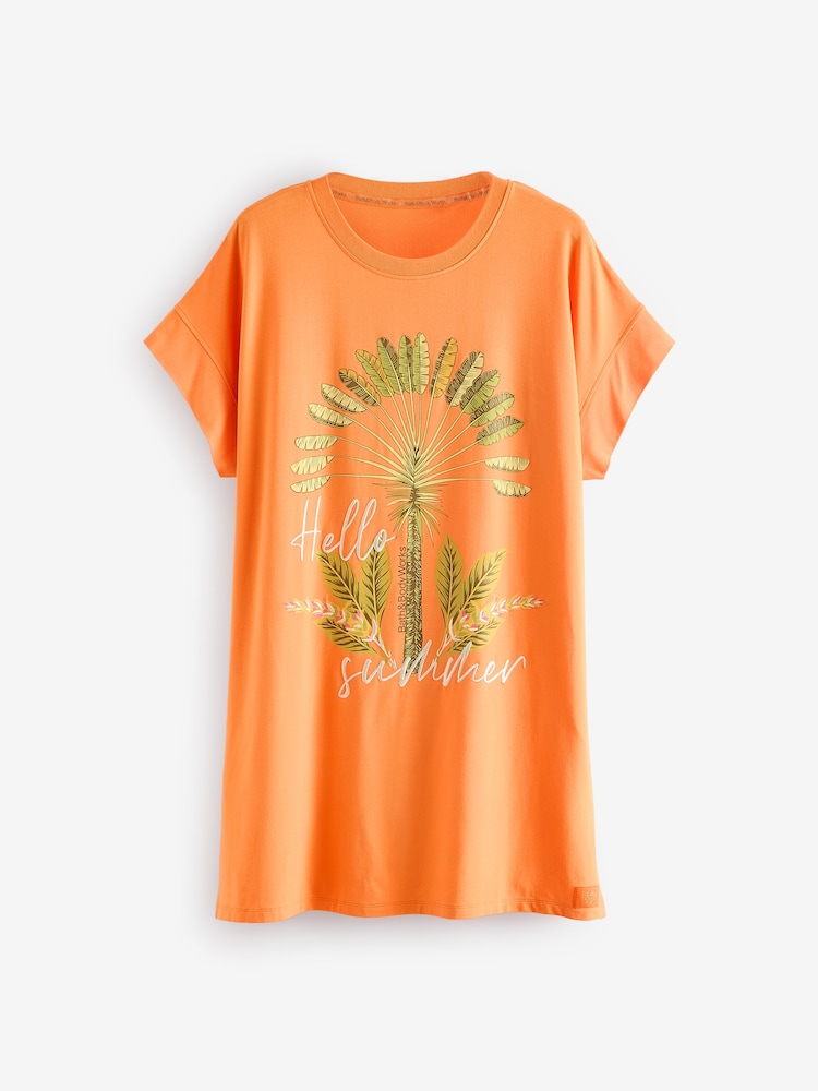 Bath & Body Works Orange Palm Print Oversized Nightie - Image 6 of 6