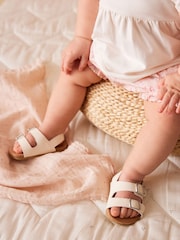 White Corkbed Baby Sandals (0-24mths) - Image 1 of 7