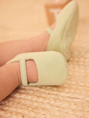 Sage Green Ballet Baby Shoes (0-24mths) - Image 1 of 5