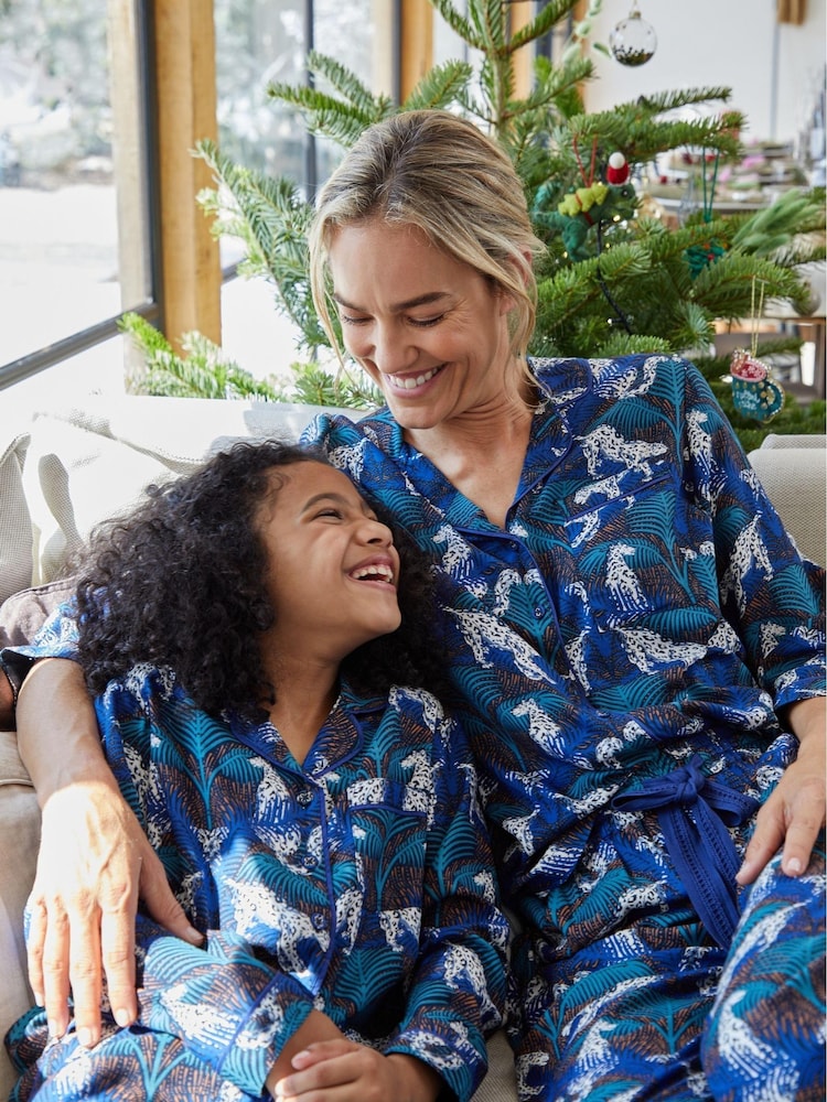 Fatface Schneeleoparden-Pyjama aus Webstoff Set - Bild 1 von 1