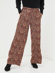FatFace Black Art Floral Satin Printed Trousers - Image 1 of 5