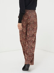 FatFace Black Art Floral Satin Printed Trousers - Image 2 of 5