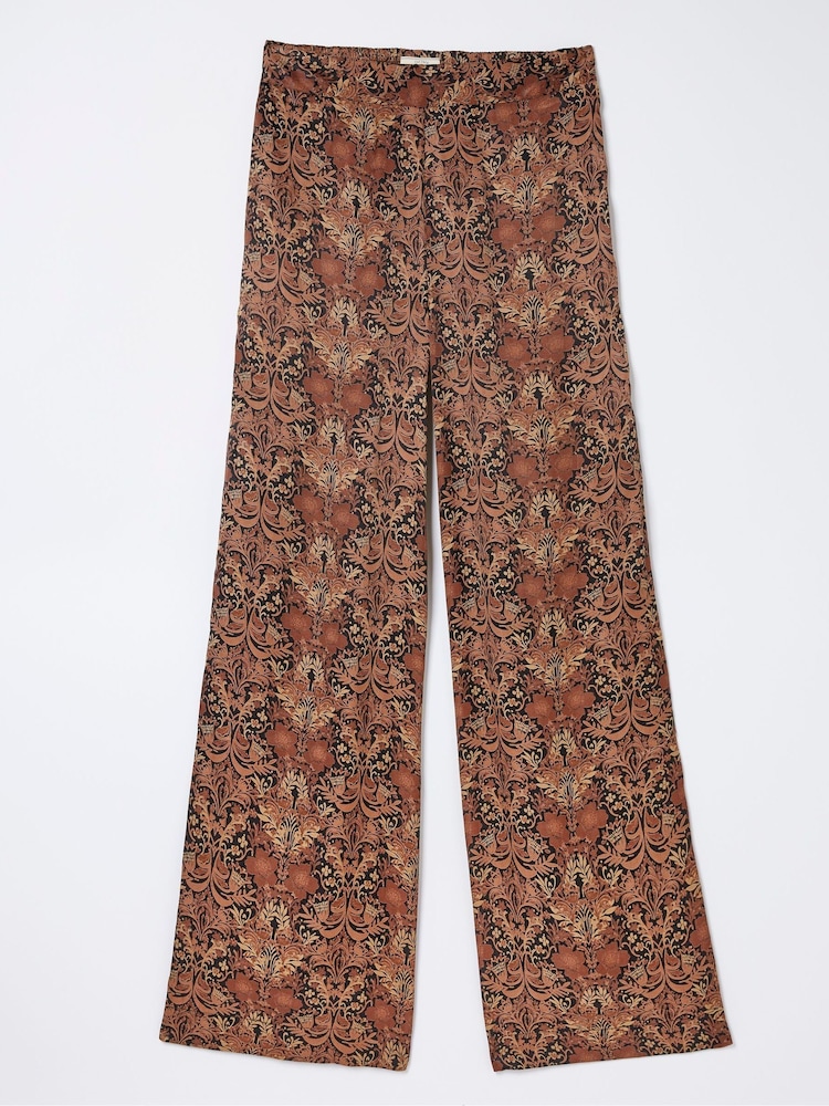 FatFace Black Art Floral Satin Printed Trousers - Image 5 of 5