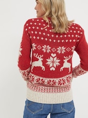 FatFace Red Family Christmas Deer Jumper - Image 2 of 5