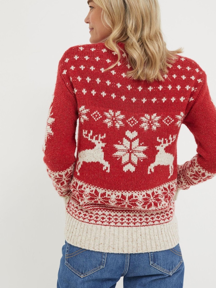 FatFace Red Family Christmas Deer Jumper - Image 2 of 5