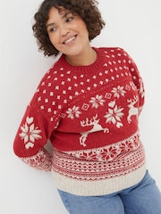 FatFace Red Family Christmas Deer Jumper - Image 4 of 5