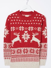 FatFace Red Family Christmas Deer Jumper - Image 5 of 5