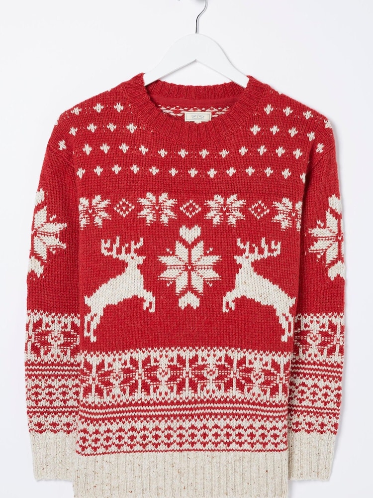 FatFace Red Family Christmas Deer Jumper - Image 5 of 5