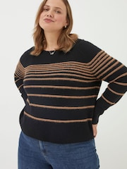 FatFace Black Sparkle Stripe Jumper - Image 4 of 6