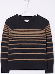 FatFace Black Sparkle Stripe Jumper - Image 6 of 6