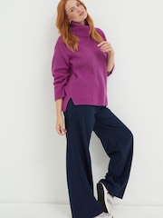 FatFace Pink Nellie Boxy Roll Neck Jumper - Image 1 of 5