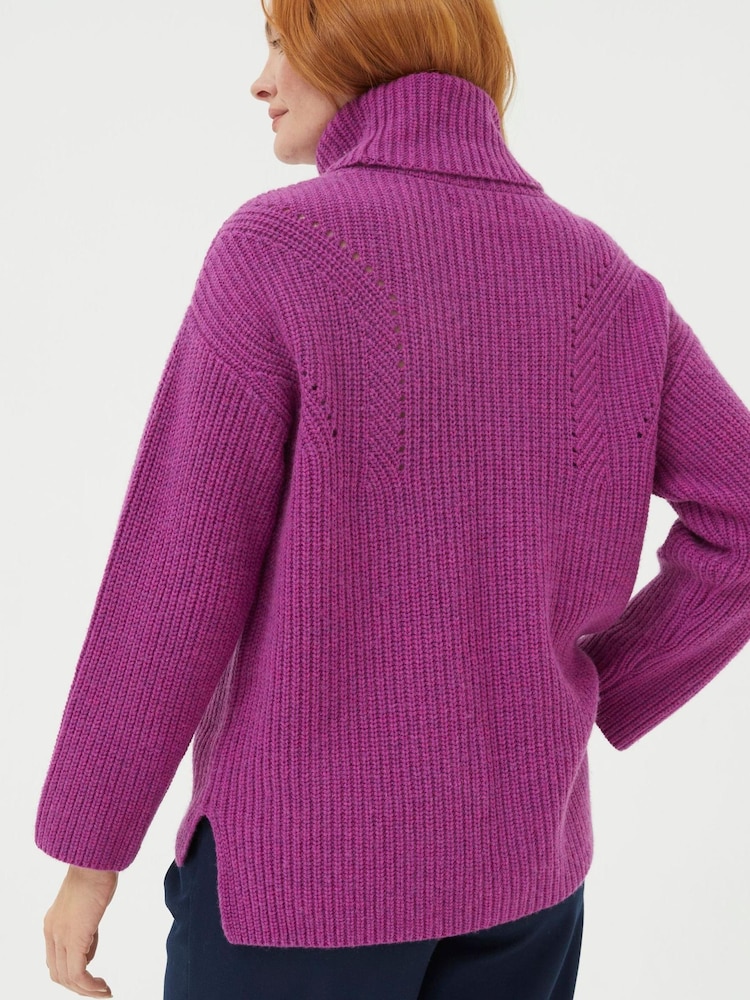FatFace Pink Nellie Boxy Roll Neck Jumper - Image 2 of 5