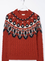 FatFace Red Maddison Fairisle Yoke Jumper - Image 5 of 5