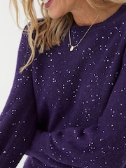FatFace Purple Jasmine Sparkle Jumper - Image 4 of 5