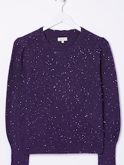 FatFace Purple Jasmine Sparkle Jumper - Image 5 of 5