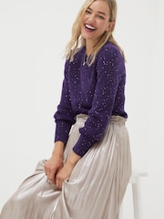 FatFace Blue Jasmine Sparkle Jumper - Image 6 of 8