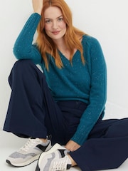 FatFace Light Blue Iona Lambswool Jumper - Image 3 of 6