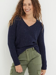 FatFace Blue Iona Lambswool Jumper - Image 1 of 5