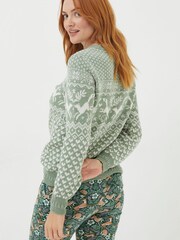 FatFace Green Felicity Fox Fairisle Jumper - Image 2 of 5