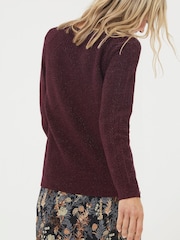 FatFace Purple Estelle V-Neck Sparkle Jumper - Image 2 of 5